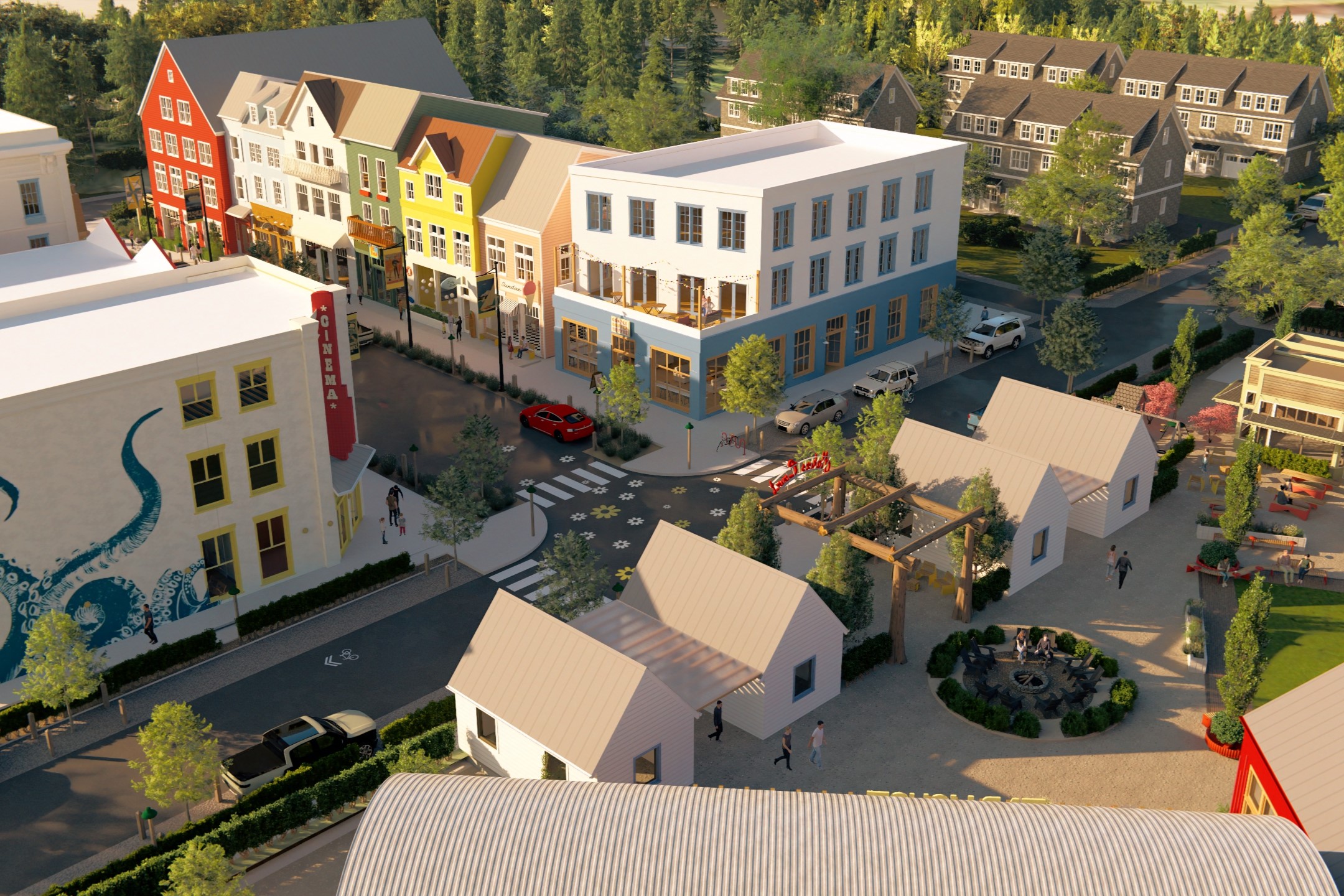 Rendering of Makers Village Retail Hub