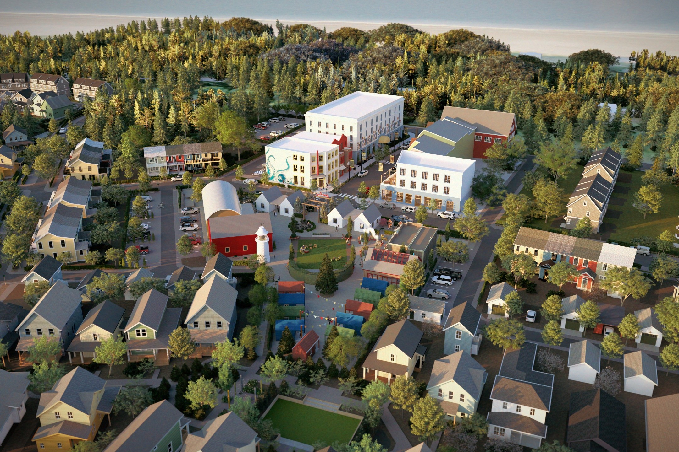Rendering of Makers Village Retail Hub
