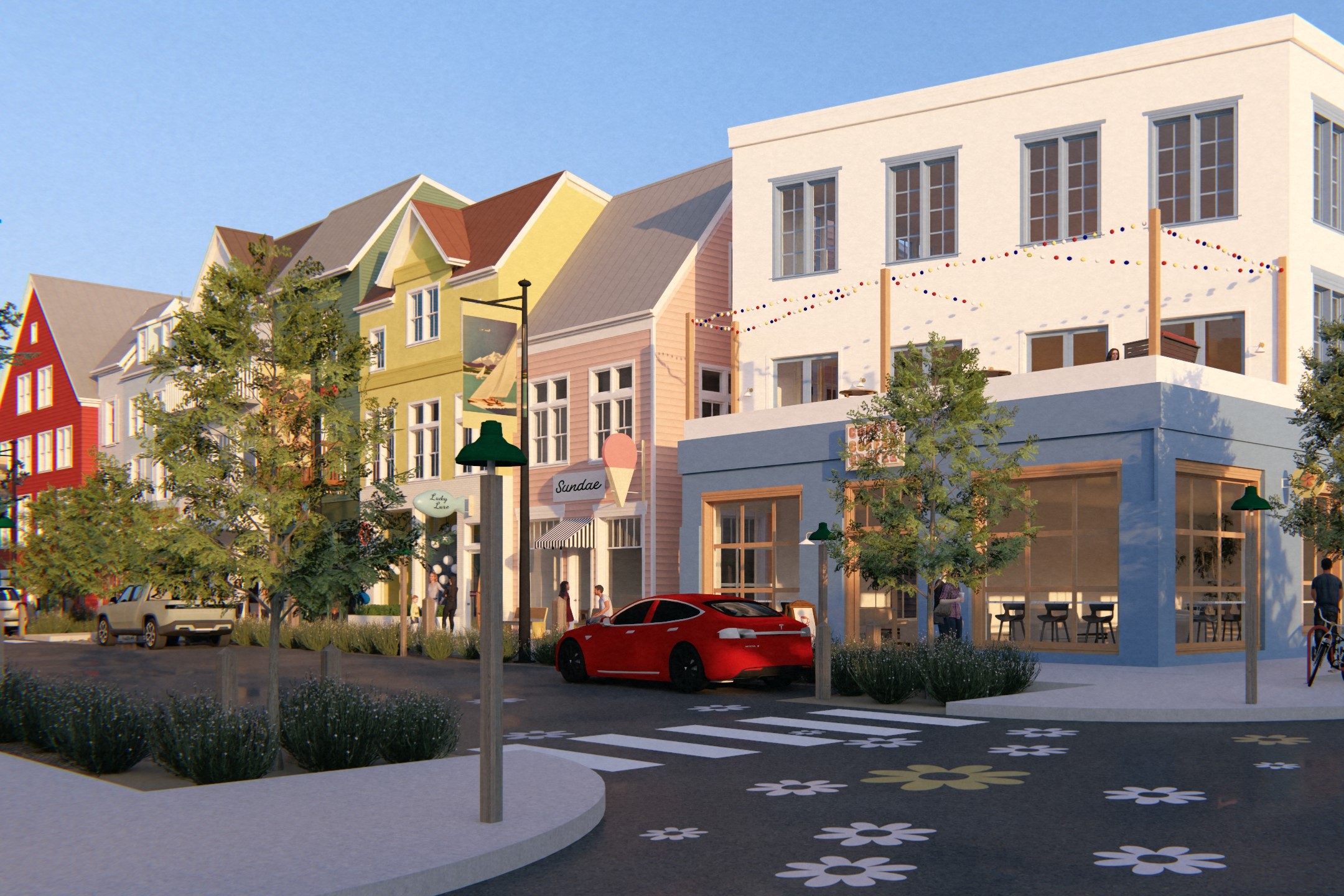 Rendering of Makers Village Retail Hub